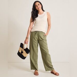 Tommy Bahama Dark Fern Green Two Palms High-Rise Linen Easy Pants